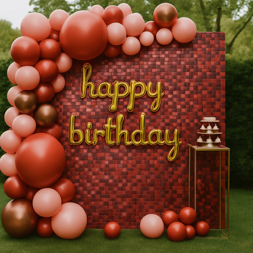 Set 70 baloane stil arcadă Happy Birthday - model 3 roșu - CraftUp