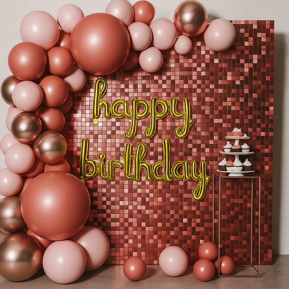 Set 70 baloane stil arcadă Happy Birthday - model 3 roșu - CraftUp