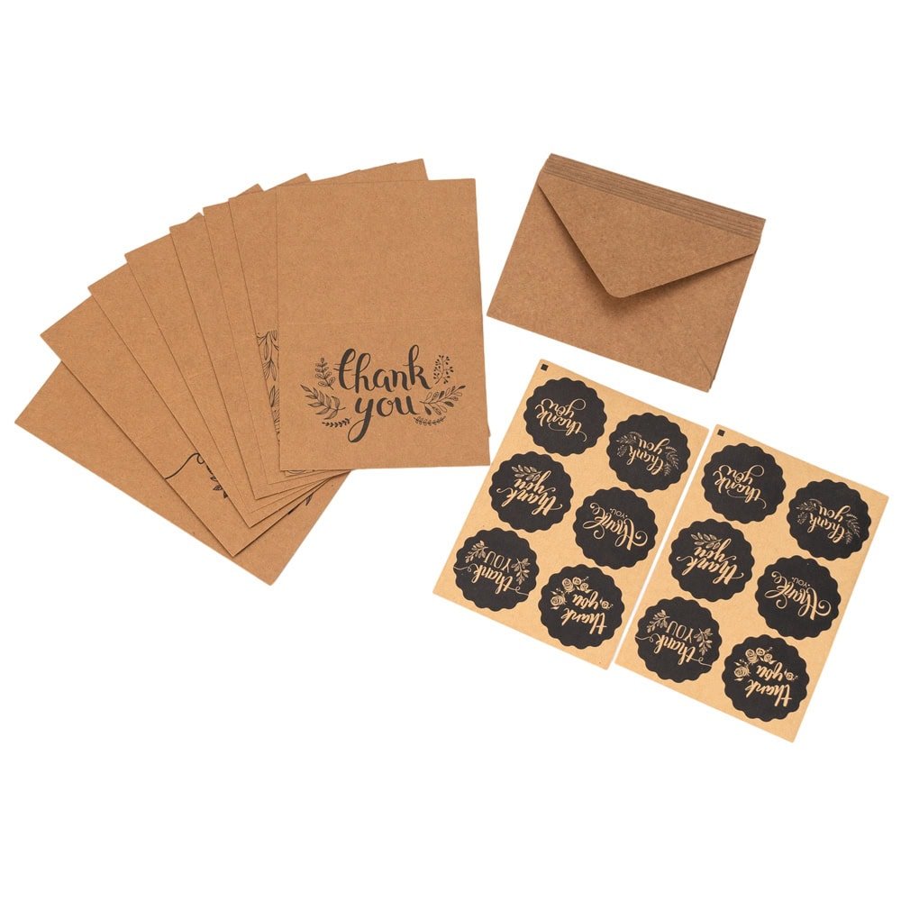 Set 8 felicitări cu plic și sticker cu mesaj Thank you - model 1 - CraftUp