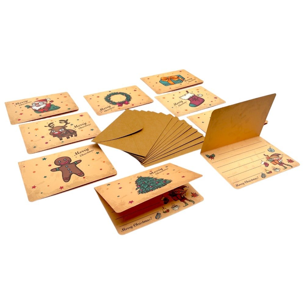 Set 9 felicitări de Crăciun - kraft 8.5x11.5cm - CraftUp