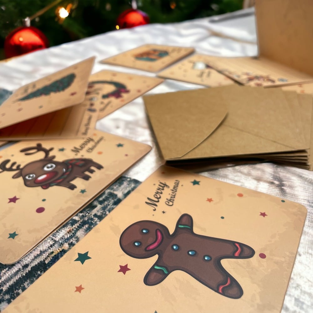 Set 9 felicitări de Crăciun - kraft 8.5x11.5cm - CraftUp