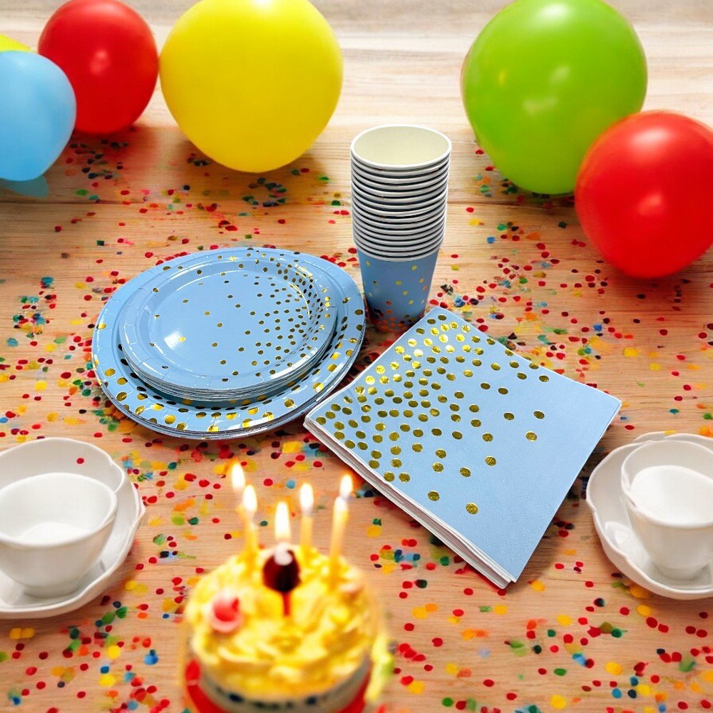 Set articole petrecere - farfurii hârtie pahare și șervețele - Bleu - CraftUp