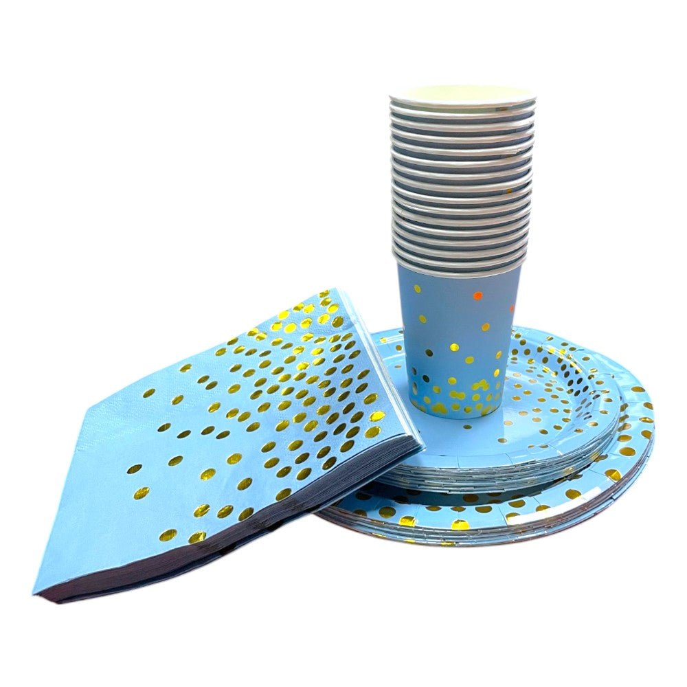 Set articole petrecere - farfurii hârtie pahare și șervețele - Bleu - CraftUp