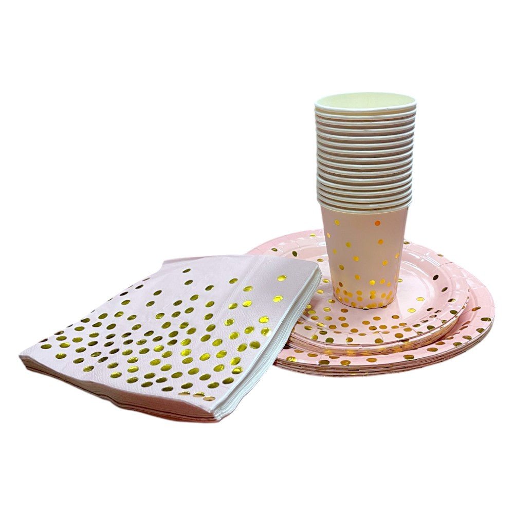 Set articole petrecere - farfurii hârtie pahare și șervețele - Roz - CraftUp