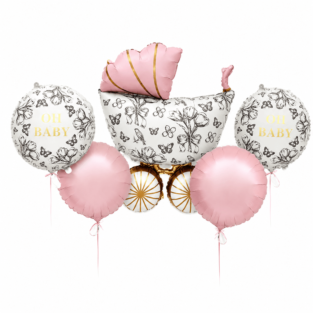 Set baloane Oh Baby cărucior - roz (set 5 buc baloane diferite) - CraftUp