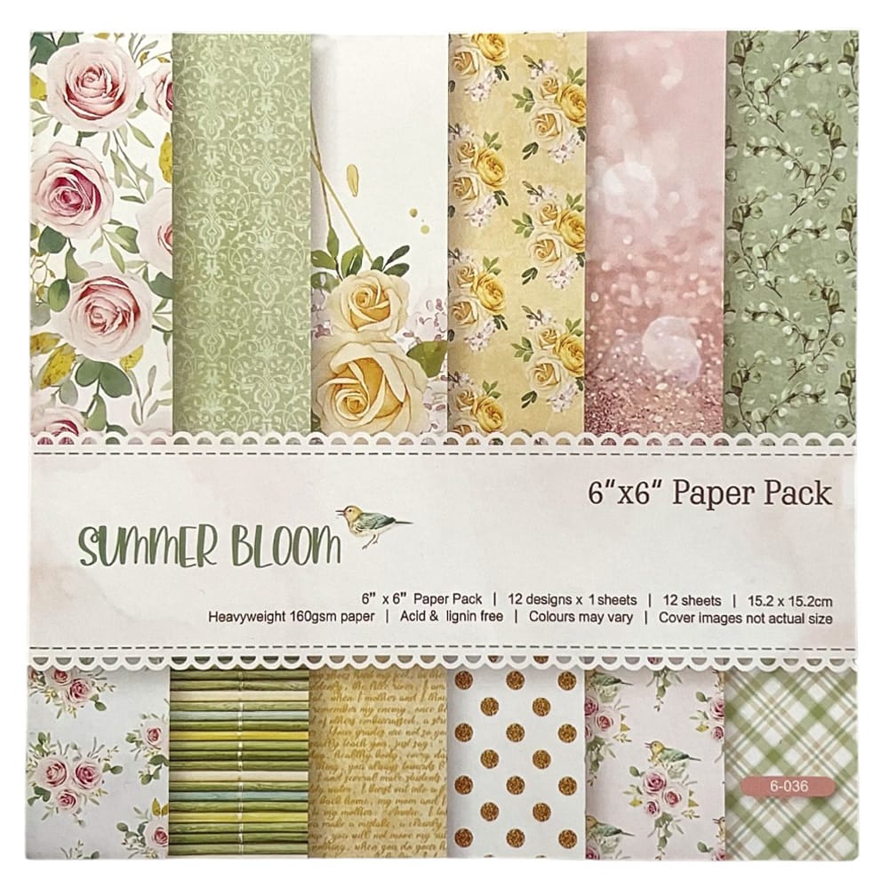 Set foi hârtie creativă 15x15 cm - Model Floral (set 12 foi) - CraftUp