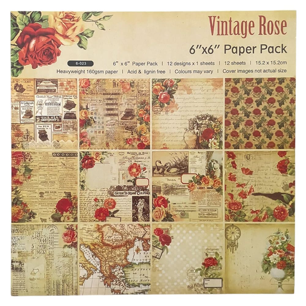 Set foi hârtie creativă 15x15 cm - Model Vintage (set 12 foi) - CraftUp
