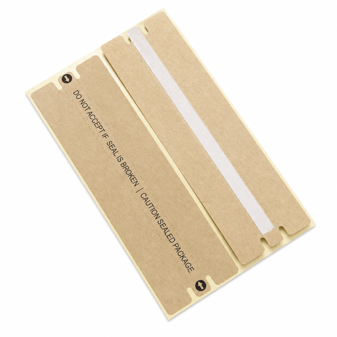 Sigilii adezive de securitate cu text de avertizare - kraft (set 10 buc) - CraftUp