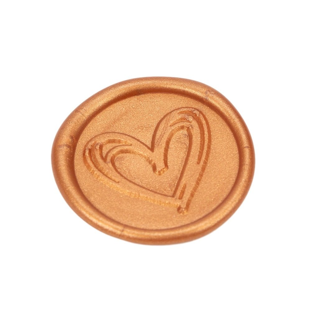 Sigiliu ceară 3cm cu adeziv - model inimă maro (set 50 buc) - CraftUp