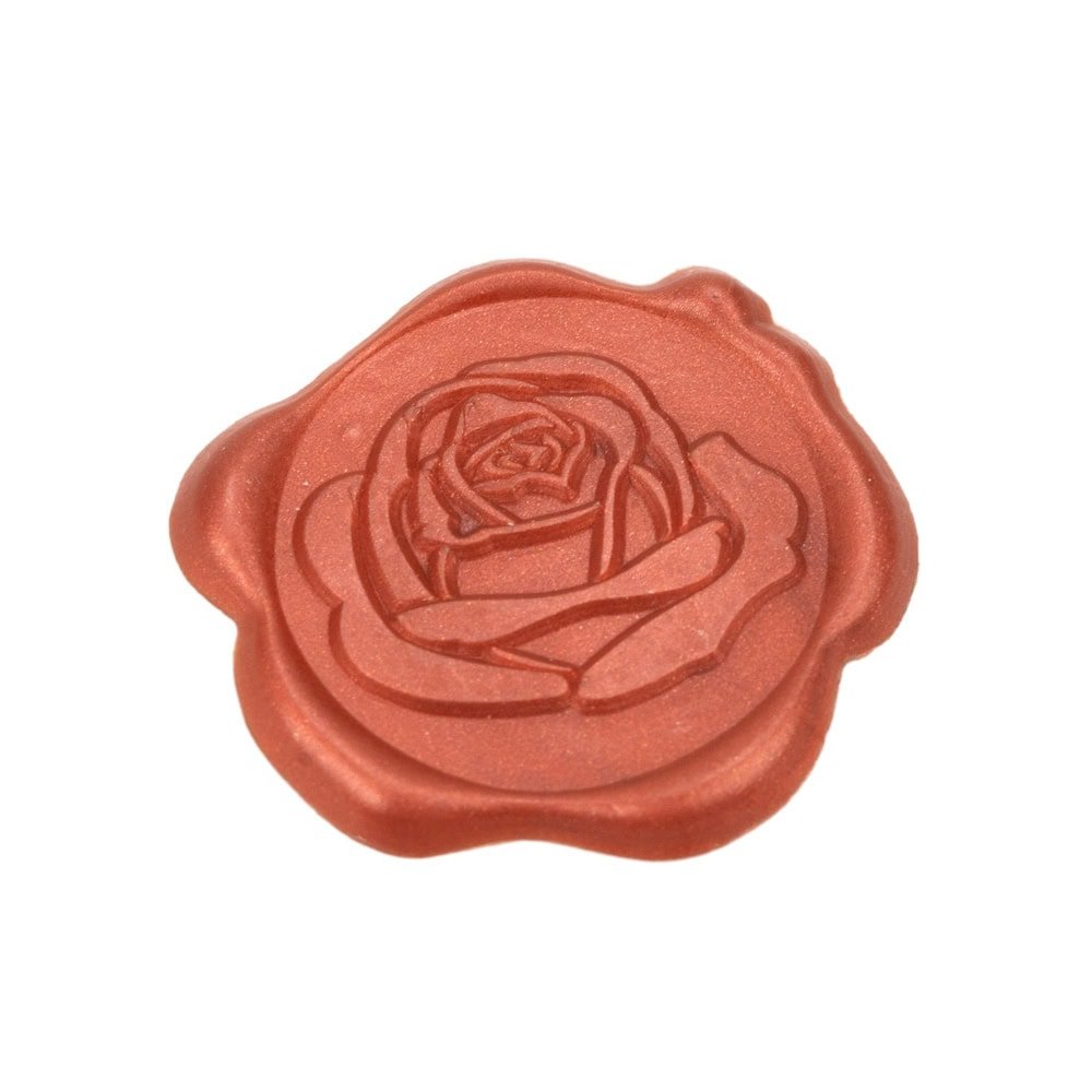 Sigiliu ceară 3cm cu adeziv - model trandafir roșu (set 50 buc) - CraftUp