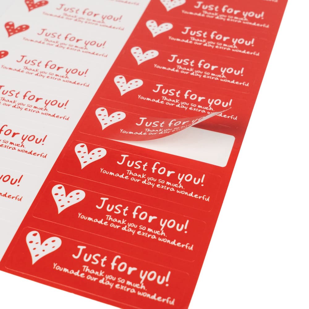 Stickere cu inimioare si mesaj Just for you - alb/rosu (200 buc) - CraftUp