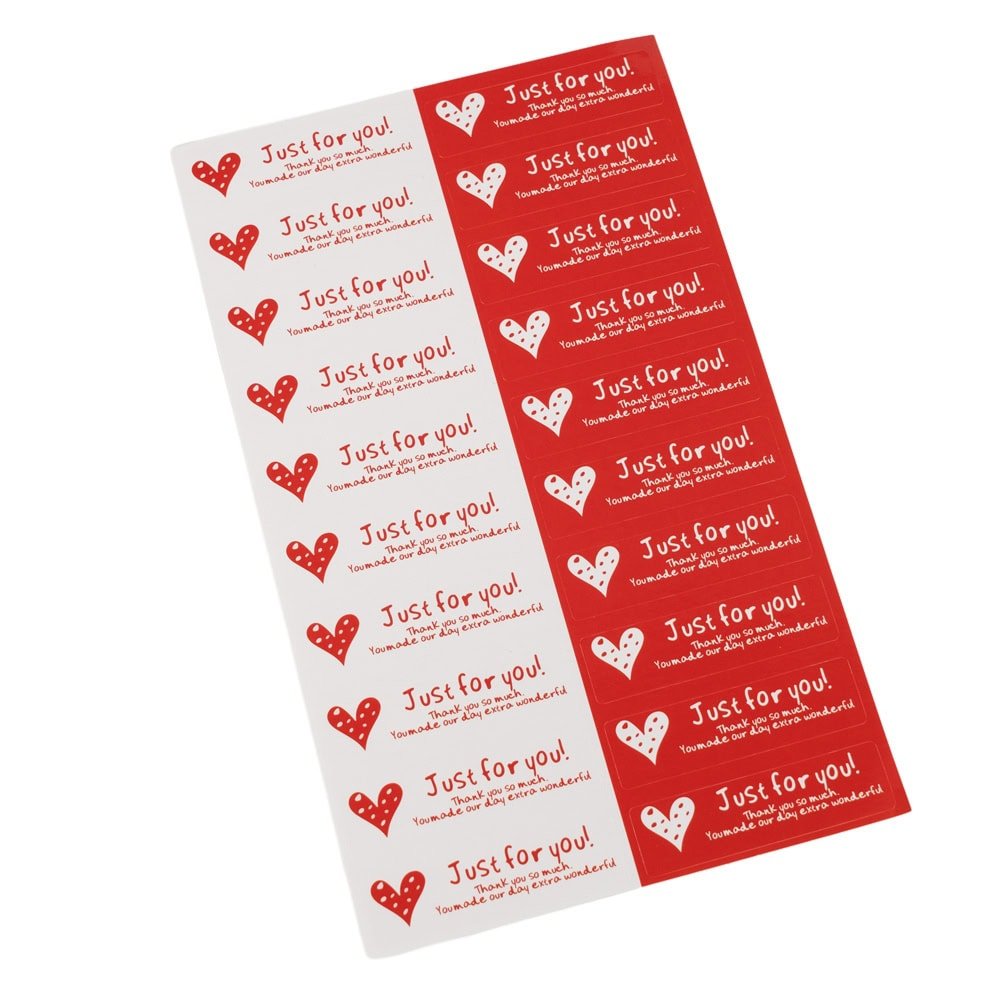 Stickere cu inimioare si mesaj Just for you - alb/rosu (200 buc) - CraftUp