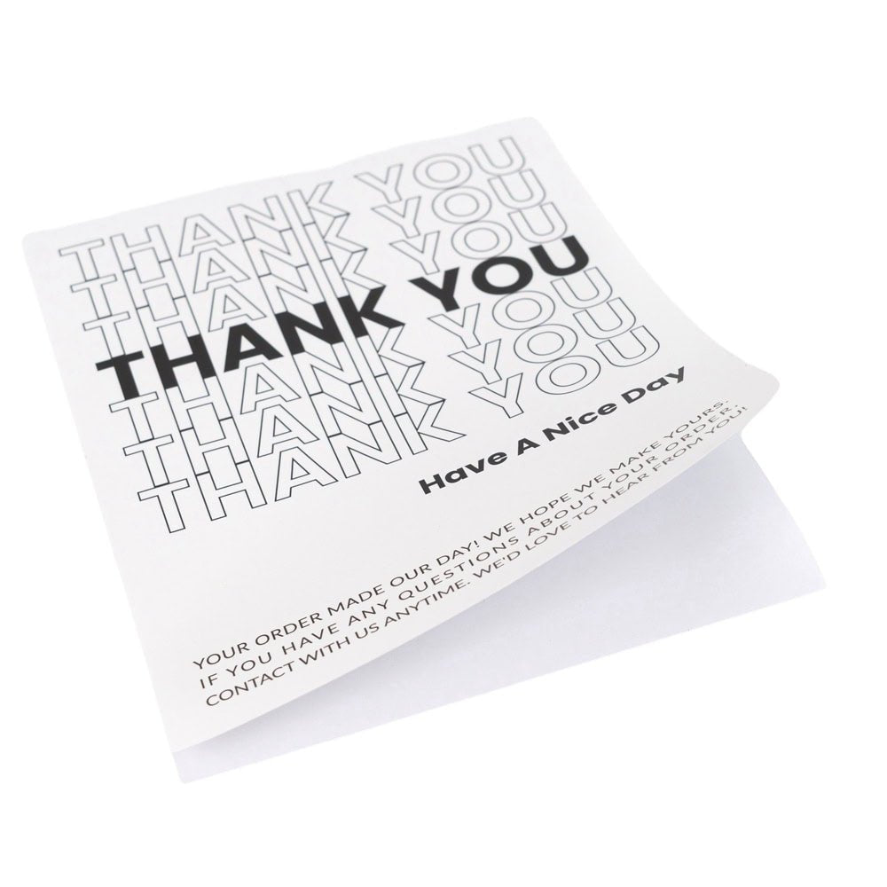 Stickere dreptunghiulare cu mesaj Thank you Have a nice day - negru (set 50 buc) - CraftUp