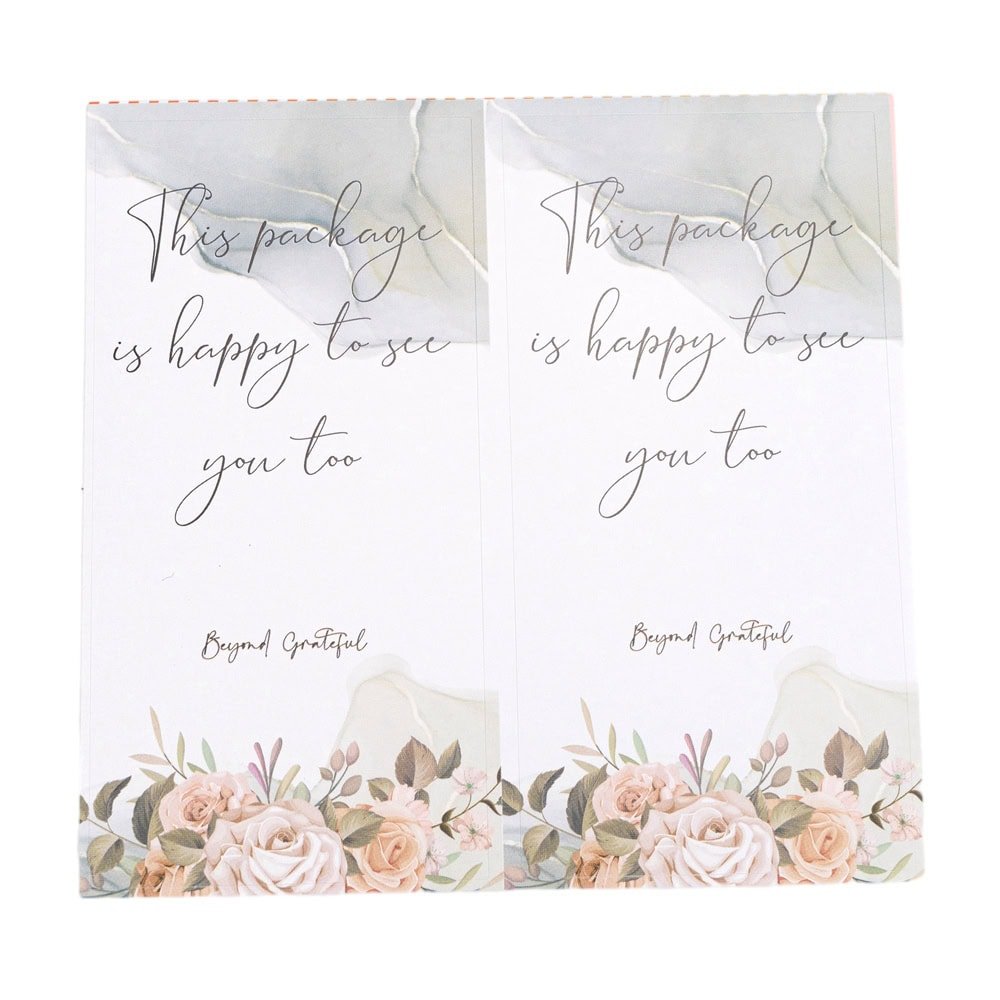 Stickere dreptunghiulare cu mesaj This package is happy to see you too - alb (set 50 buc) - CraftUp