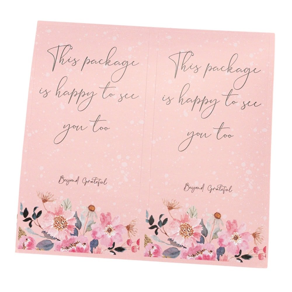 Stickere dreptunghiulare cu mesaj This package is happy to see you too - roz (set 50 buc) - CraftUp