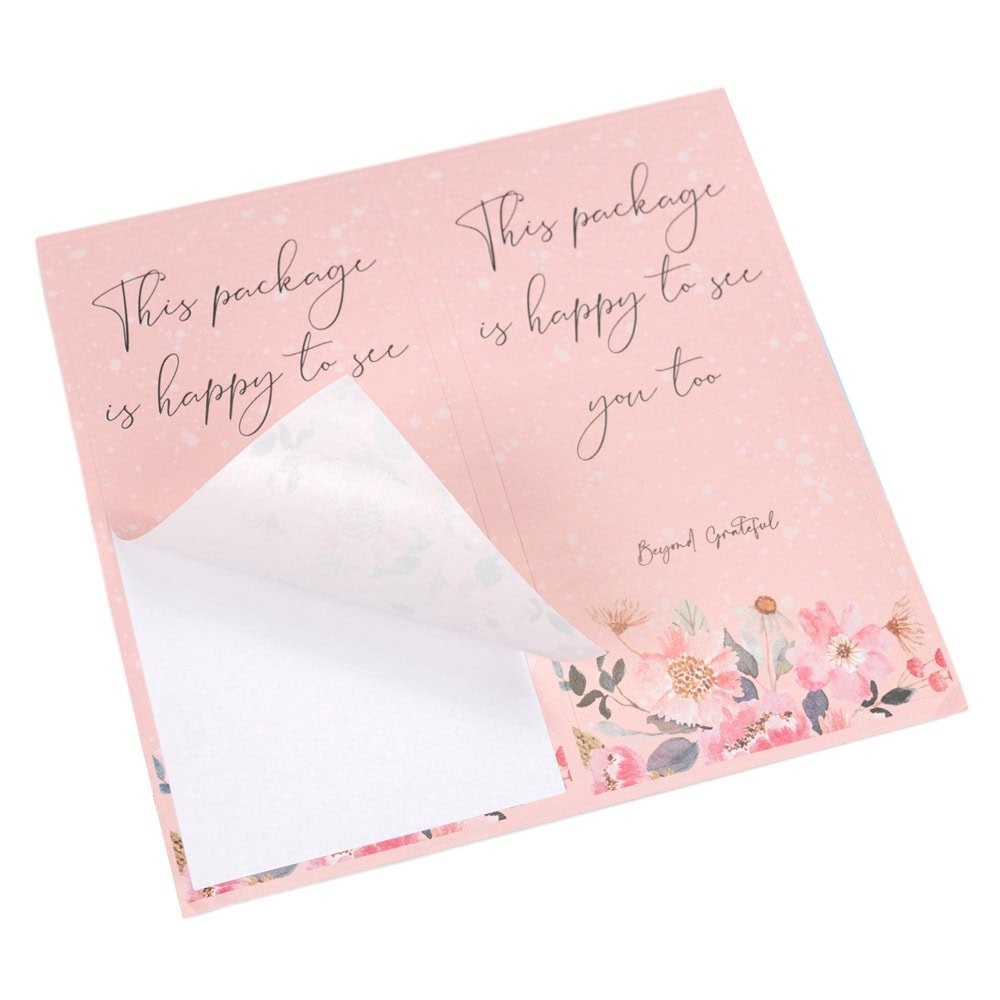 Stickere dreptunghiulare cu mesaj This package is happy to see you too - roz (set 50 buc) - CraftUp