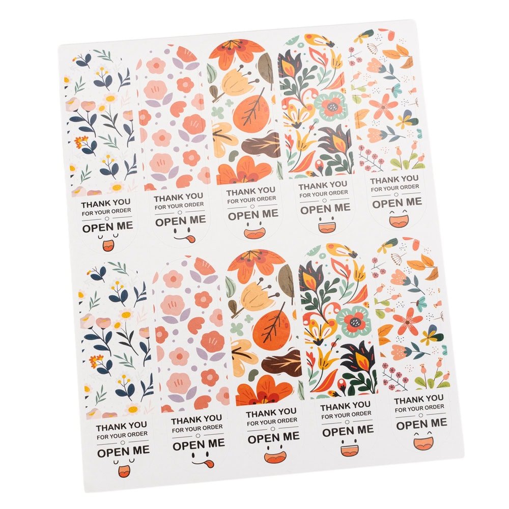 Stickere lungi ovale cu mesaj Thank you - model 1 (set 100 buc) - CraftUp