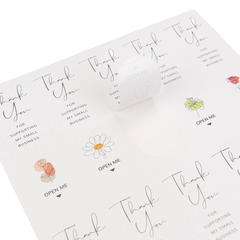 Stickere lungi ovale cu mesaj Thank you - model 2 (set 100 buc) - CraftUp