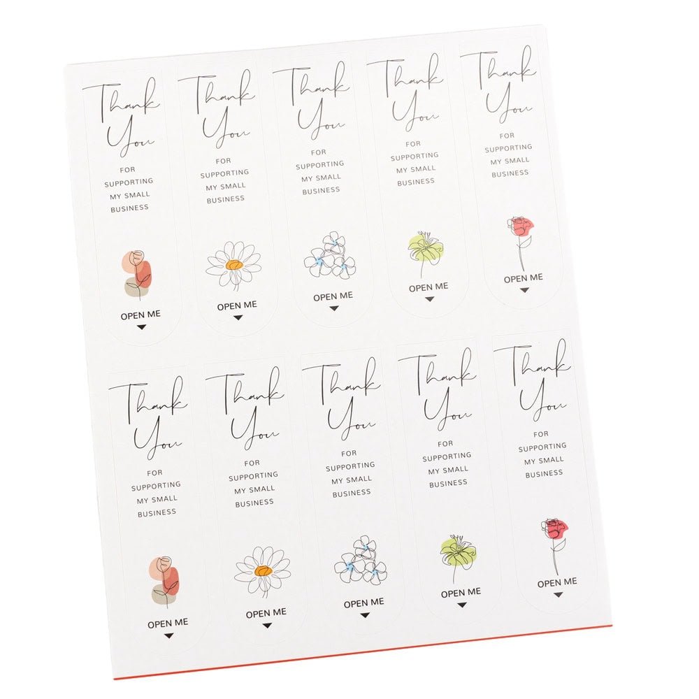 Stickere lungi ovale cu mesaj Thank you - model 2 (set 100 buc) - CraftUp