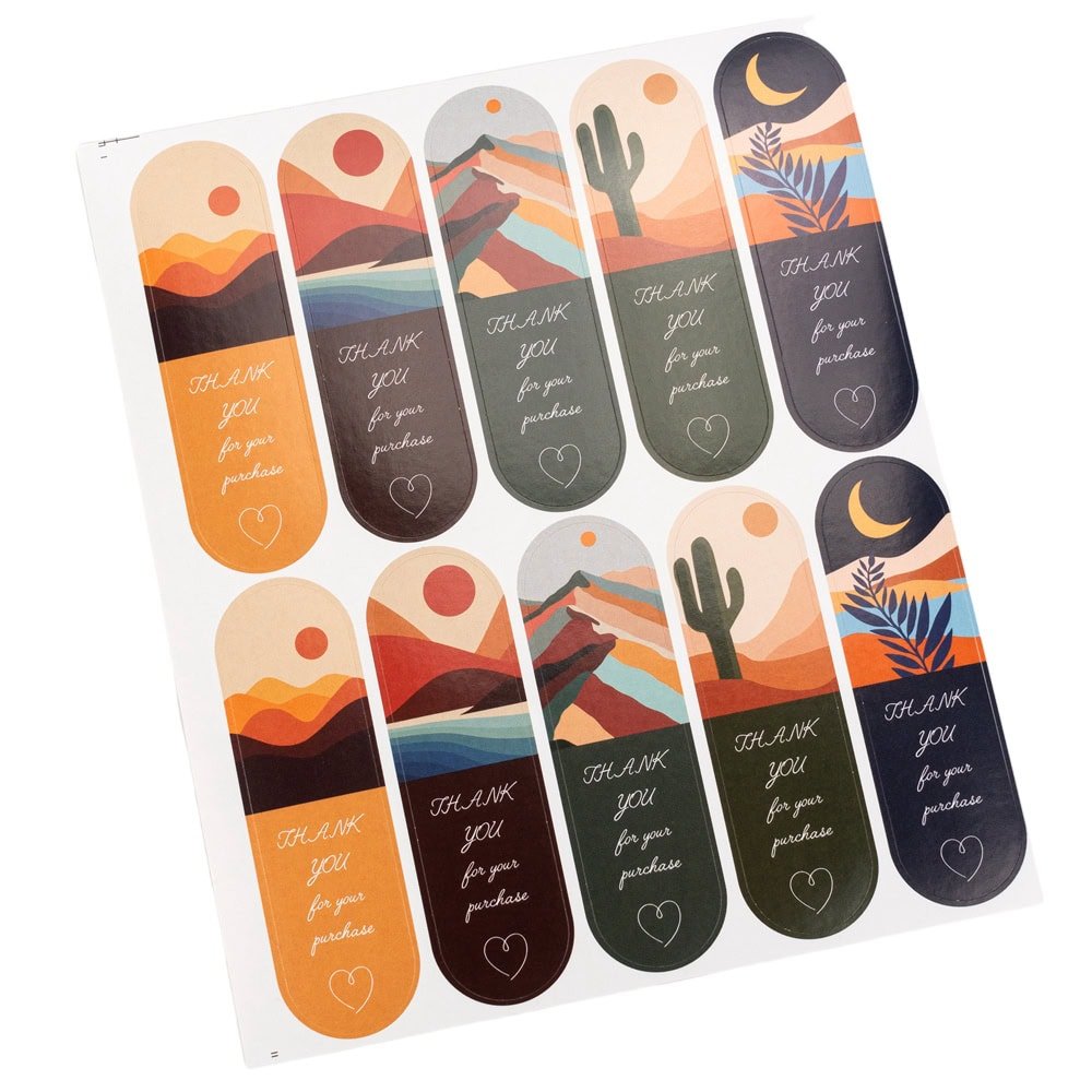 Stickere lungi ovale cu mesaj Thank you - model 3 (set 100 buc) - CraftUp