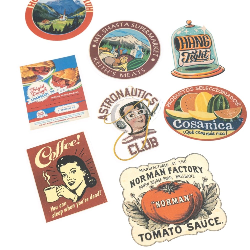 Stickere mici din hârtie - temă retro 2 - CraftUp