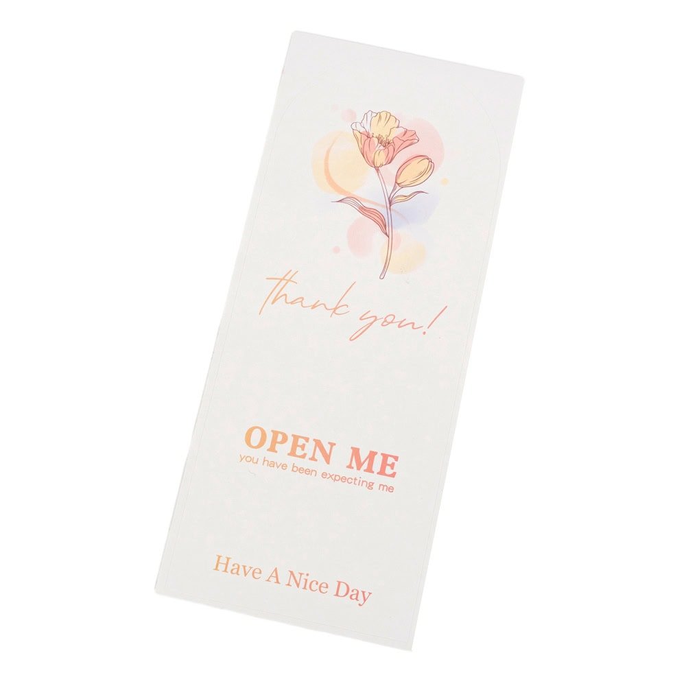 Stickere rotunde din hârtie cu mesaj Thank you open me - alb (set 50 buc) - CraftUp