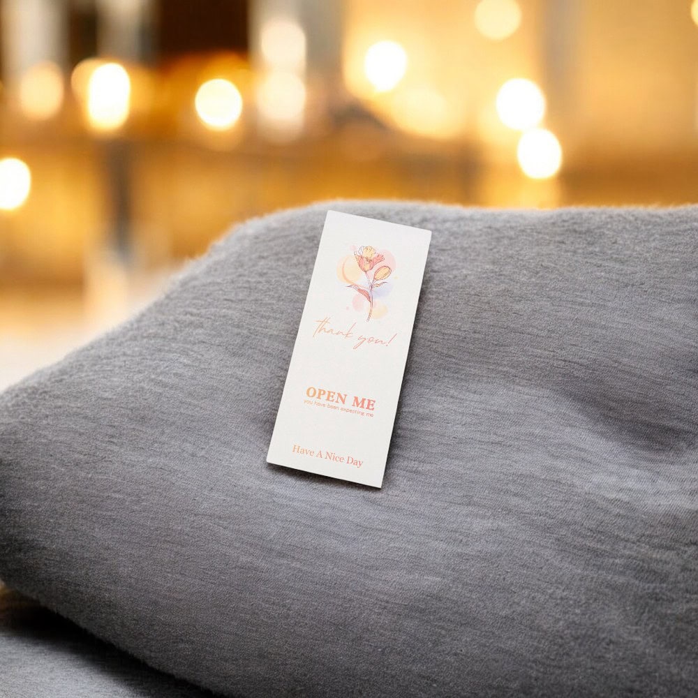 Stickere rotunde din hârtie cu mesaj Thank you open me - alb (set 50 buc) - CraftUp