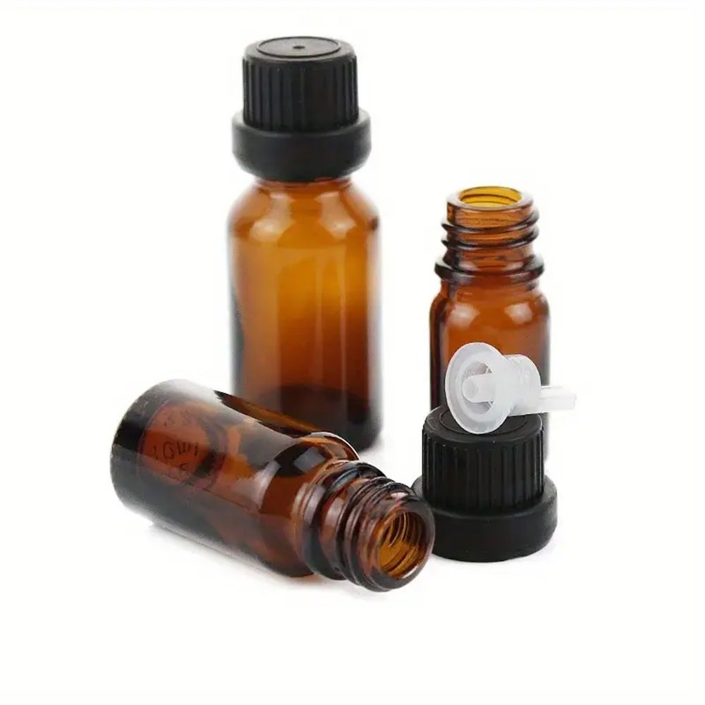 Sticluță ambră reutilizabilă cu picurător și capac negru cu inel sigiliu - CraftUp