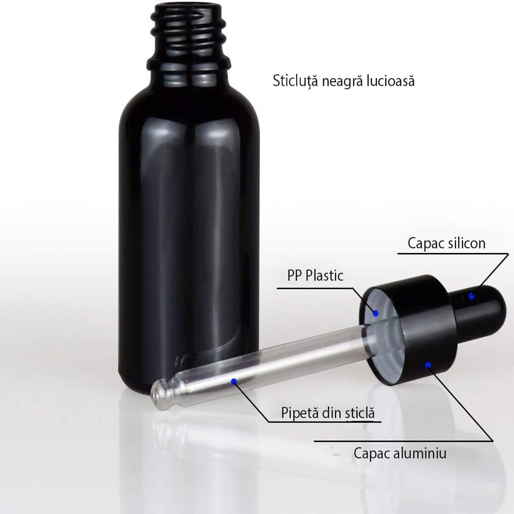 Sticluță neagră lucioasă reutilizabilă cu pipetă - CraftUp