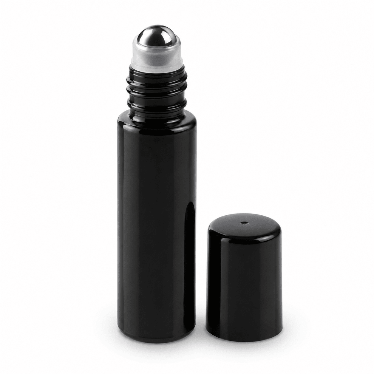 Sticluță neagră reutilizabilă cu roll-on metalic și capac negru 10ml - CraftUp