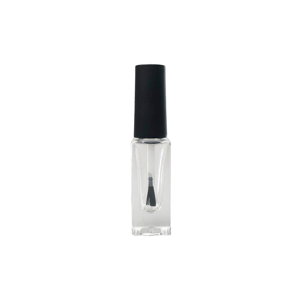 Sticluță transparentă înaltă cu pensulă ojă și capac negru 5ml - CraftUp