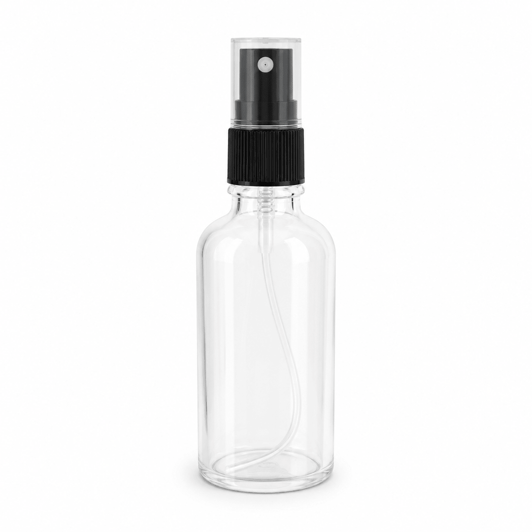 Sticluță transparentă reutilizabilă cu spray și capac 50ml - CraftUp