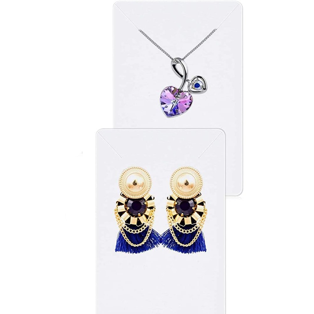 Suport cercei și colier din hârtie - alb (set 100 buc) 6x9cm - CraftUp