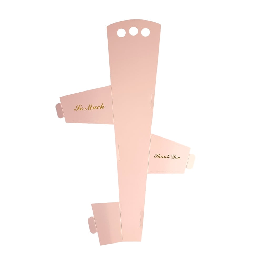 Suport din hartie cu mâner pentru o floare - roz (set 12 buc) - CraftUp