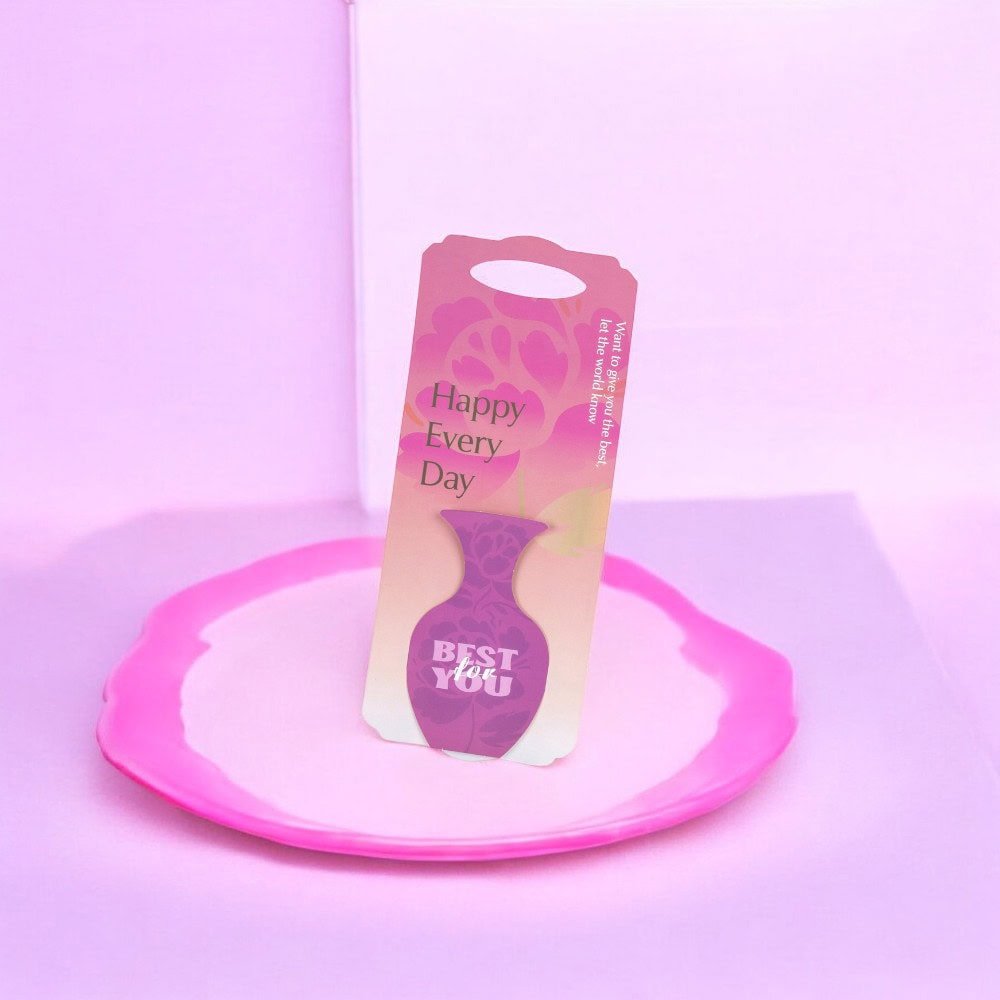 Suport dreptunghiular pentru o floare model vază - roz (set 10 buc) - 32x13cm - CraftUp