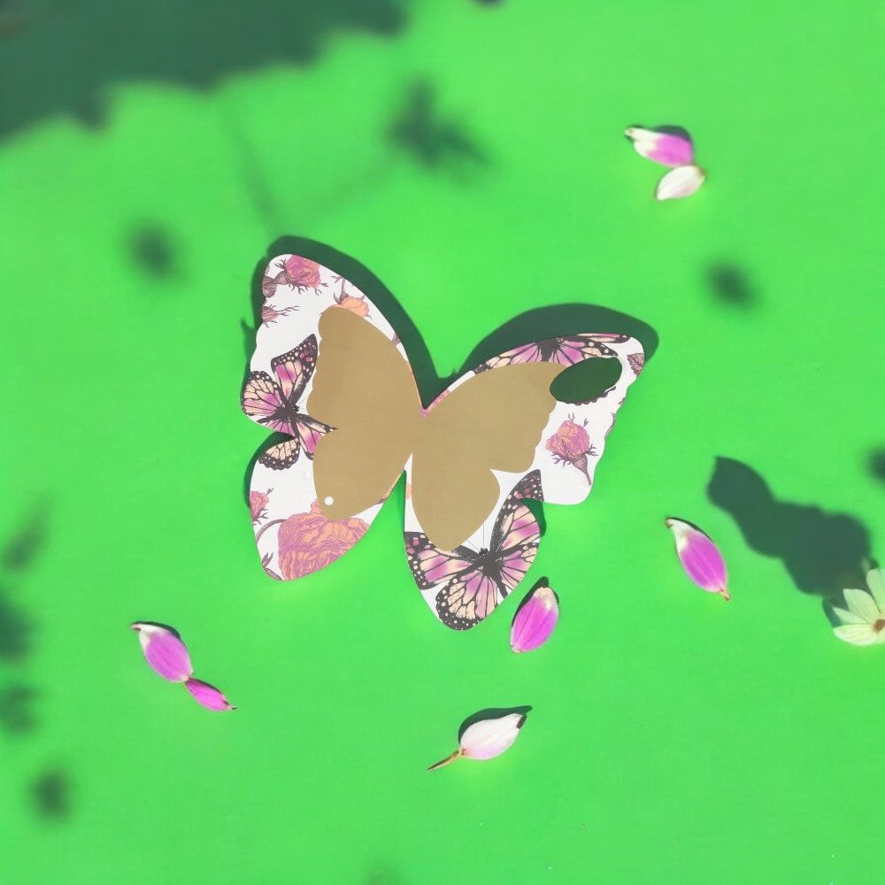 Suport fluture pentru flori - roz (set 10 buc) - 32x28.5cm - CraftUp